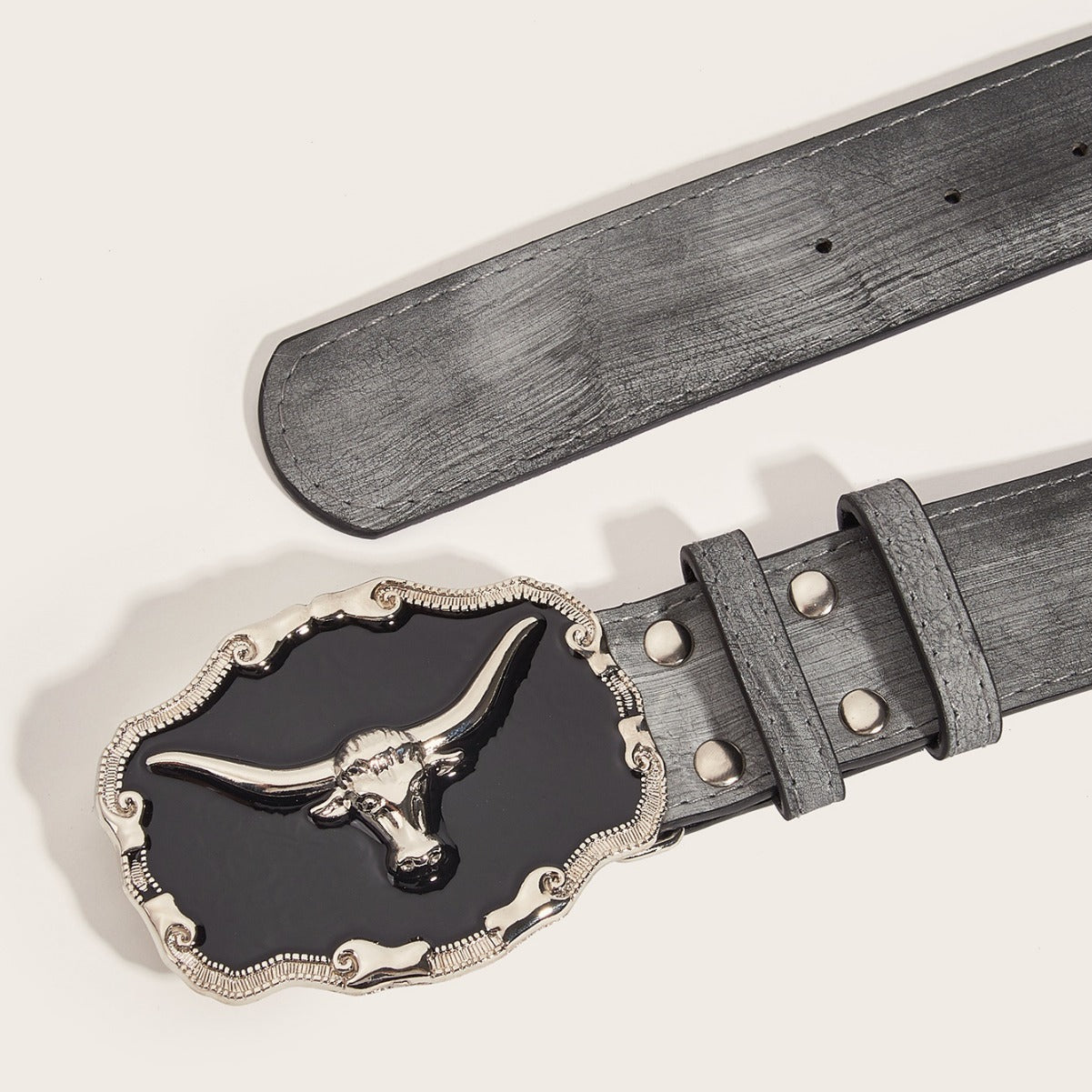 Retro Domineering Epoxy Cattle Head Buckle Women's Casual Men's Jeans Strap Personality Belt GlamzKart