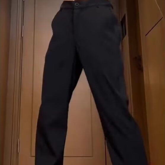 Black Willow Leaf Machete Straight Casual Pants Black Plus Velvet GlamzKart