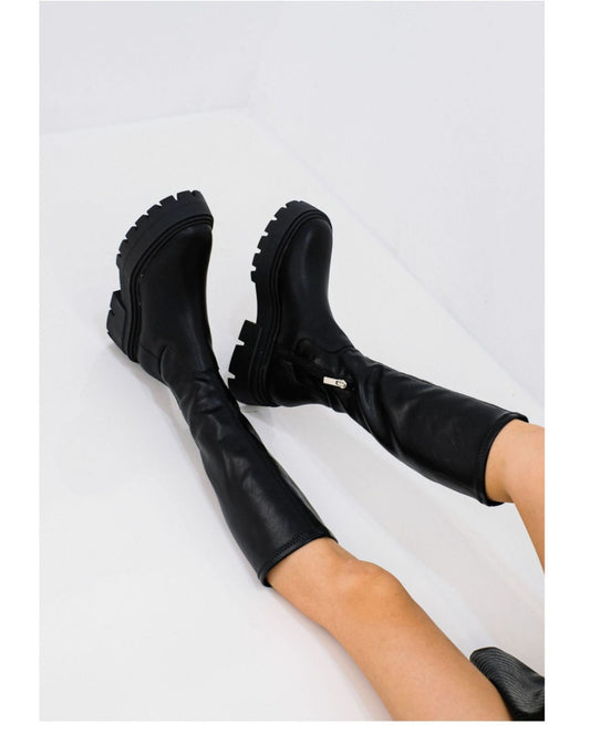 Autumn And Winter Horse Knight Boots High Leg Boot Thick Bottom Female Stretch Boots GlamzKart