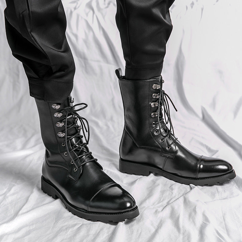 Fall Winter Lace-up Booties Black Locomotive Denim GlamzKart