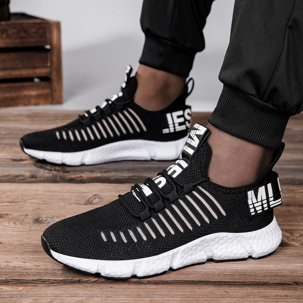 Couple's Breathable Casual Sneaker Hollow Running 555 Black GlamzKart