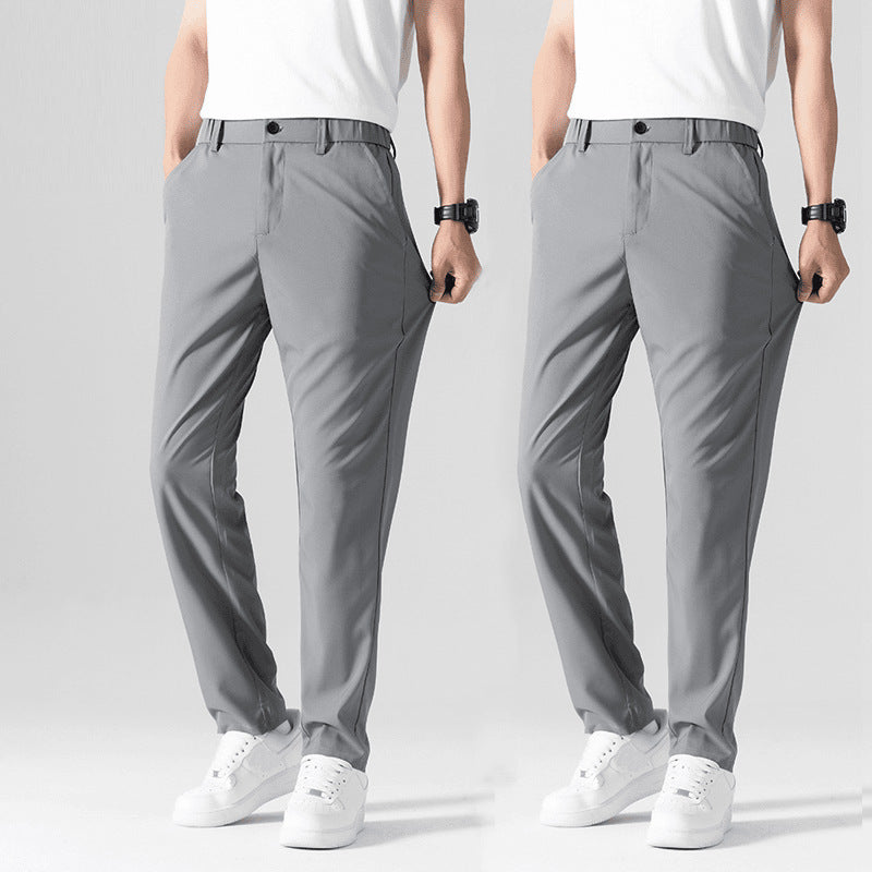 Business Casual Pants Stretch Suit Pants Men's Straight Draping Gray GlamzKart