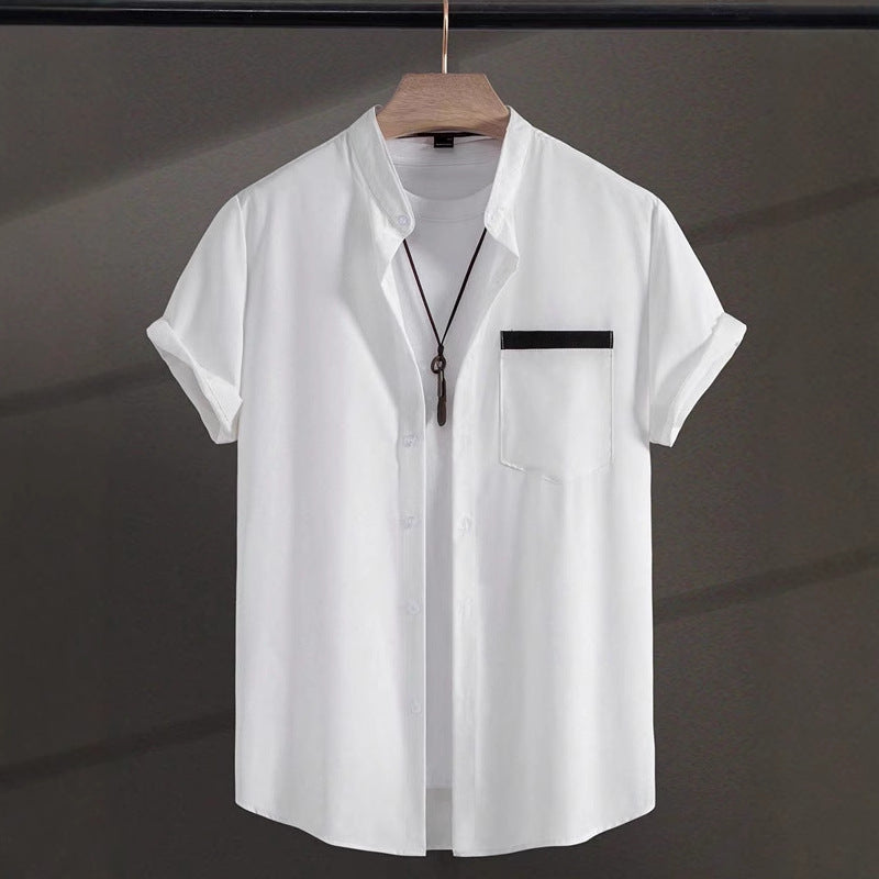 Summer New Men's Color Matching Fashion Short Sleeve Shirt GlamzKart