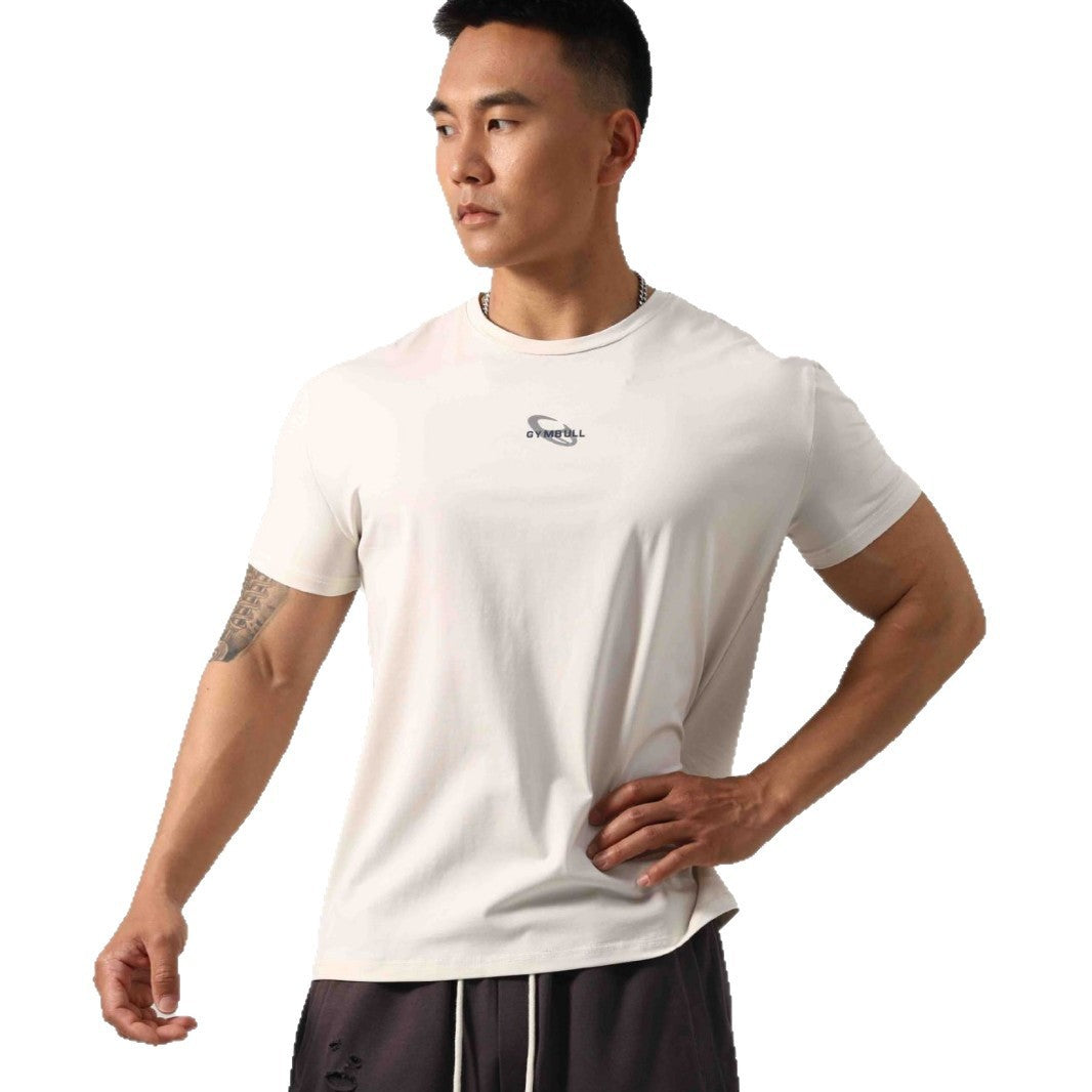 Men's Short Sleeve New Small Neckline Show Muscle Sports Fitness Short Sleeve GlamzKart