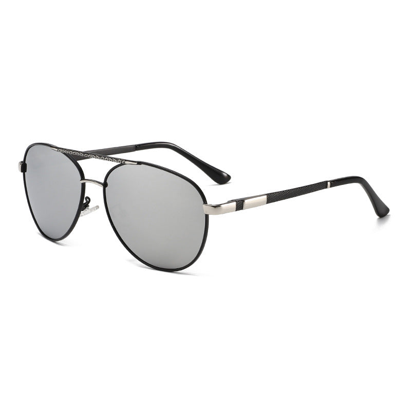 Men's Sunglasses European And American Stylish Driving Black Silver Frame Mercury GlamzKart