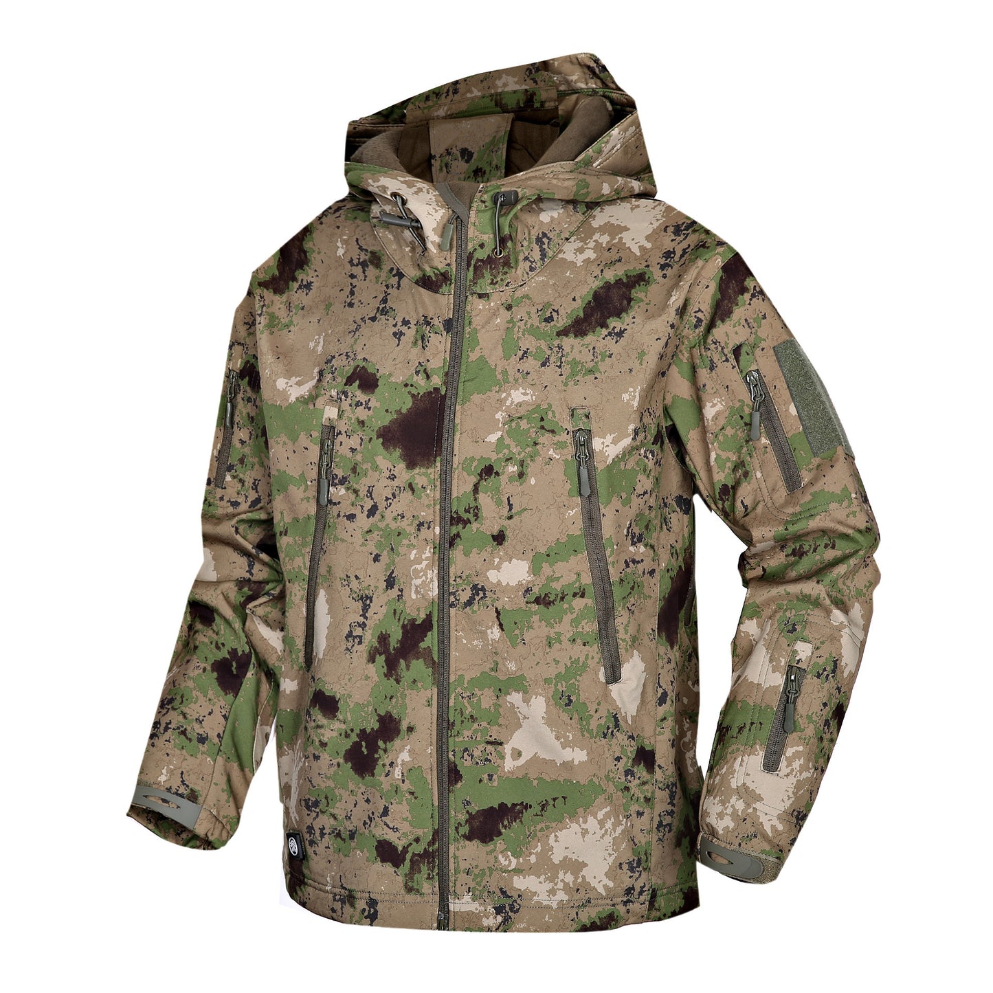 Autumn And Winter Men's Outdoor Camouflage Clothing Soft Shell Jacket Green Ruins GlamzKart