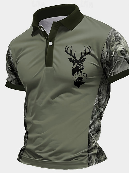 Men's Lapel Button Short-sleeved Polo Shirt Casual Fashion Simple MB13BH250617Y080 GlamzKart