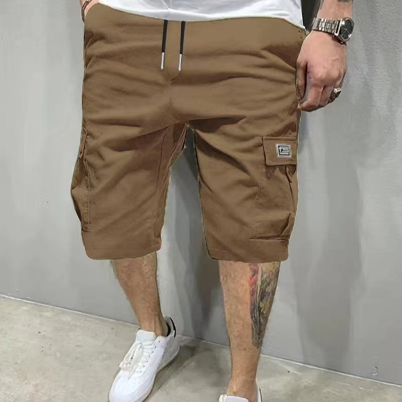 Shorts Summer Men's American Fifth Pants Overalls Korean Black Brown GlamzKart