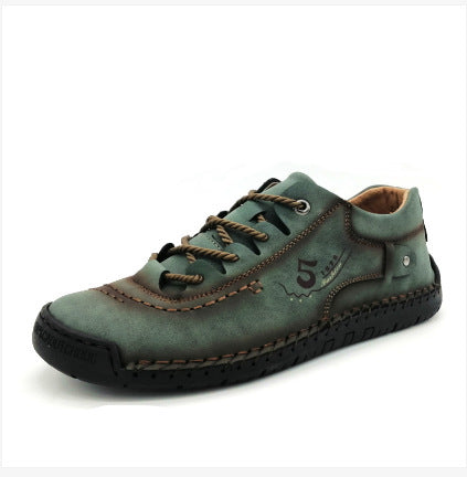 Men's Casual British Leather Shoes Light Green GlamzKart