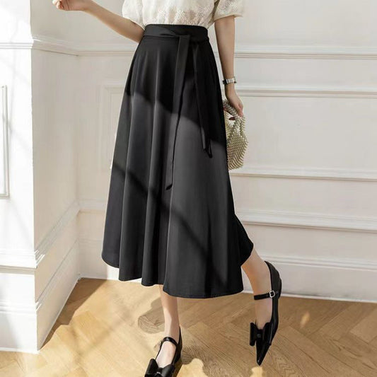 A- Line Skirt Draping Large Hem Mid-length Skirt GlamzKart