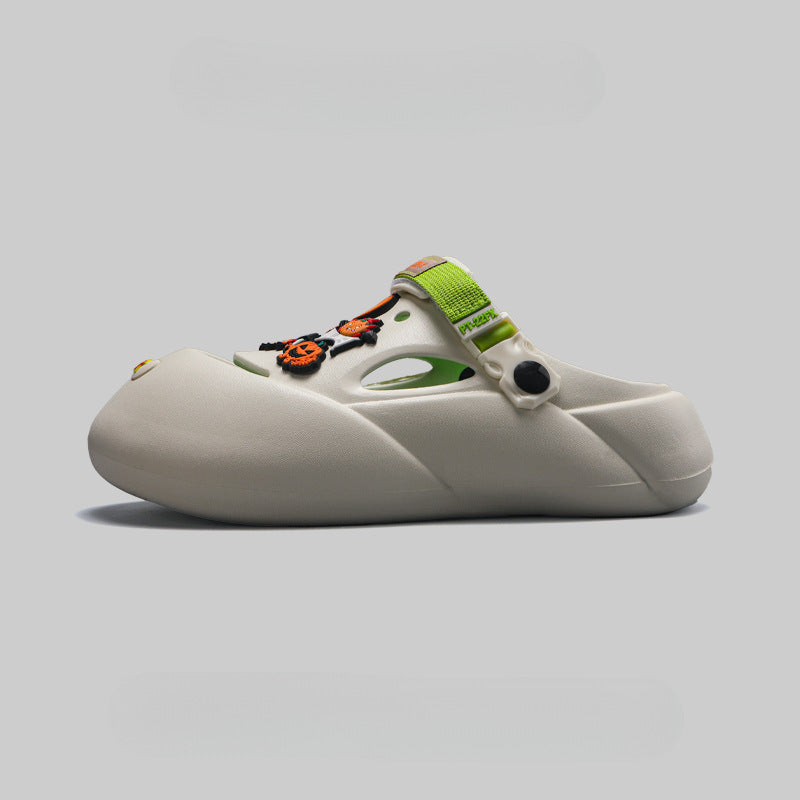 Summer Funny Baotou Beach Hole Shoes Men White GlamzKart