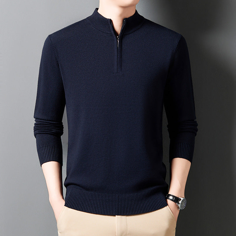 Fashion Men's Knitting Sweater Business Base Wool Green GlamzKart