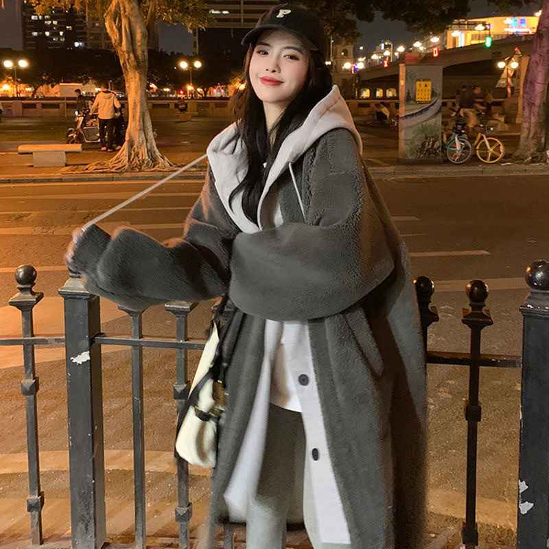 Long Coat Lambswool All-match Loose Fashionable Jacket