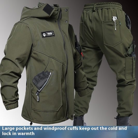 Autumn And Winter Fleece-lined Waterproof Jacket Suit GlamzKart