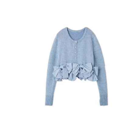 Women's Long-sleeved Sweater Bow Decoration Temperament Leisure Top