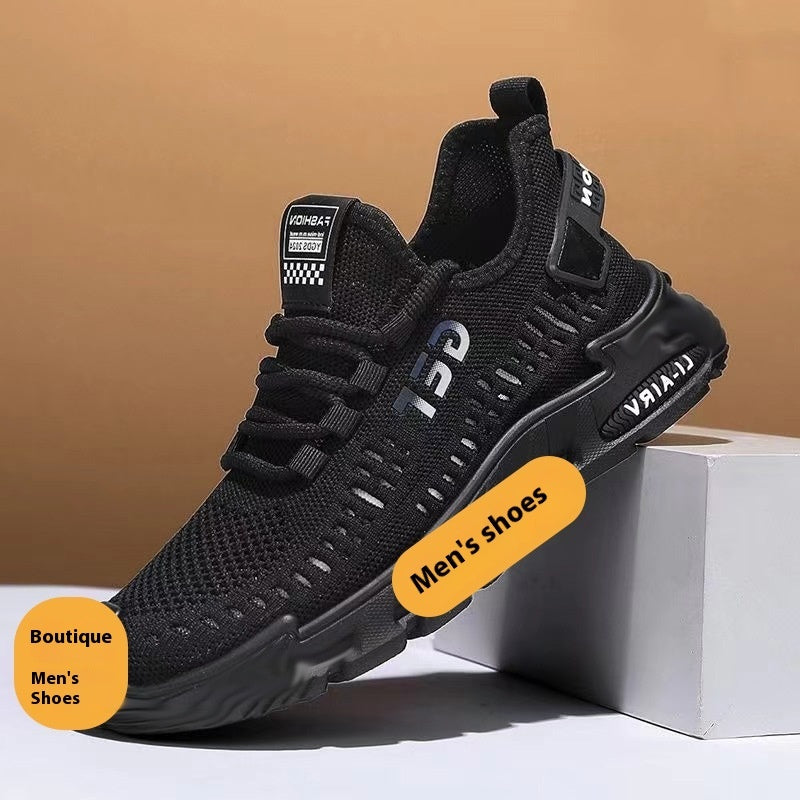 Plus Size Men's Shoes Mesh Casual Sports Black GlamzKart