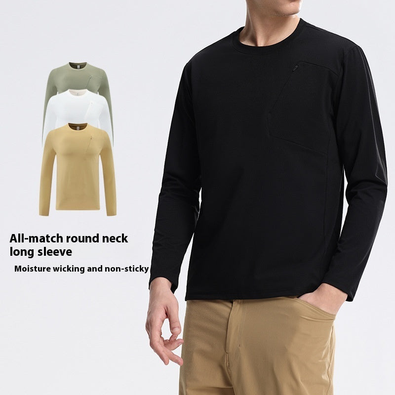 Quick-drying Long-sleeved T-shirt Round Neck Outdoor Top GlamzKart