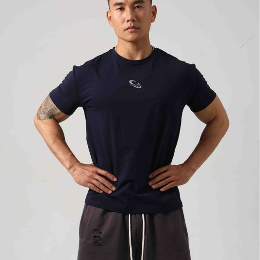 Men's Short Sleeve New Small Neckline Show Muscle Sports Fitness Short Sleeve GlamzKart