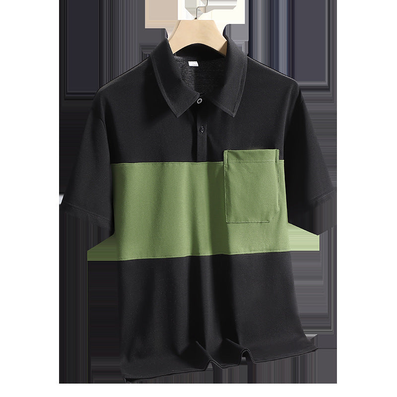 New Ice Silk Quick-drying Polo Shirt Men's Short-sleeved T-shirt Black GlamzKart