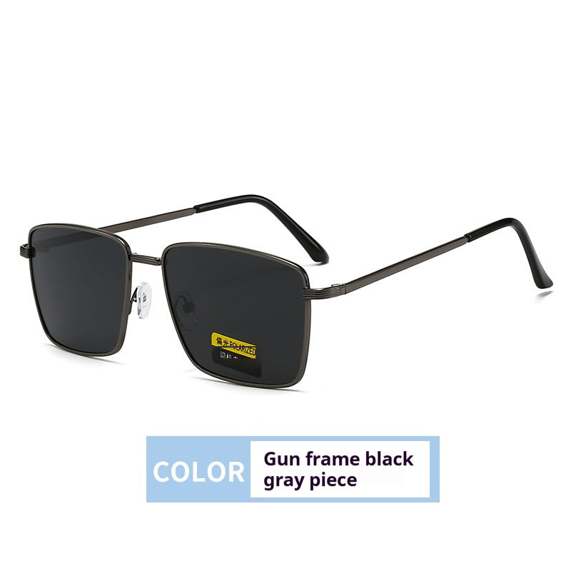 For Driving Sunglasses Men's Polarized Glasses Box Gun Black And Gray GlamzKart