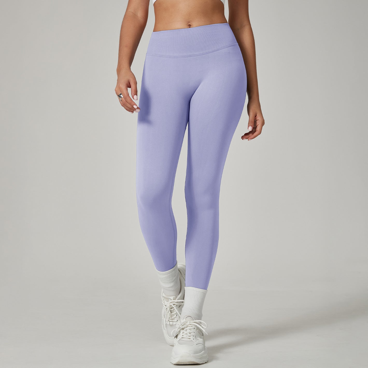 Seamless High Waist Yoga Pants Hip Lifting Workout Pants Light Purple GlamzKart