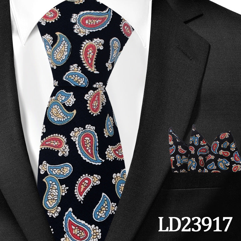 Casual Cotton Floral Print 6cm Casual Tie Pocket Square Suit LD23917 GlamzKart