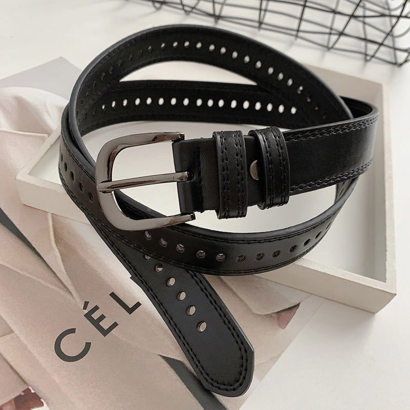 Decoration Retro Simple Student Pant Belt Black 105cm GlamzKart