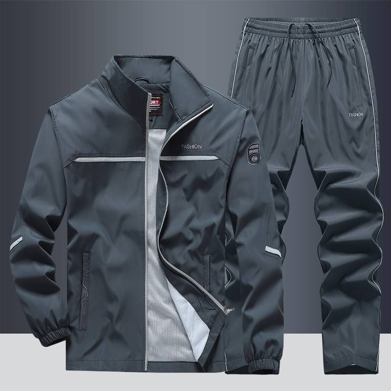 Men's Loose Lapels Casual Sportswear Polyester Composite Fabric Gray GlamzKart