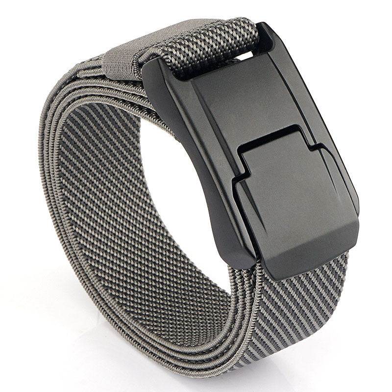 Men's Tactical Belt Casual Weaving Elastic Twill Gray 125cm GlamzKart