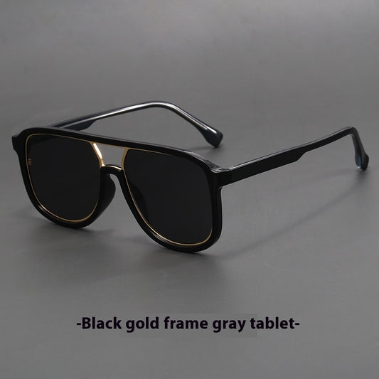 Men's And Women's Fashion All-matching UV Protection Glasses Black Gold Gray Piece GlamzKart
