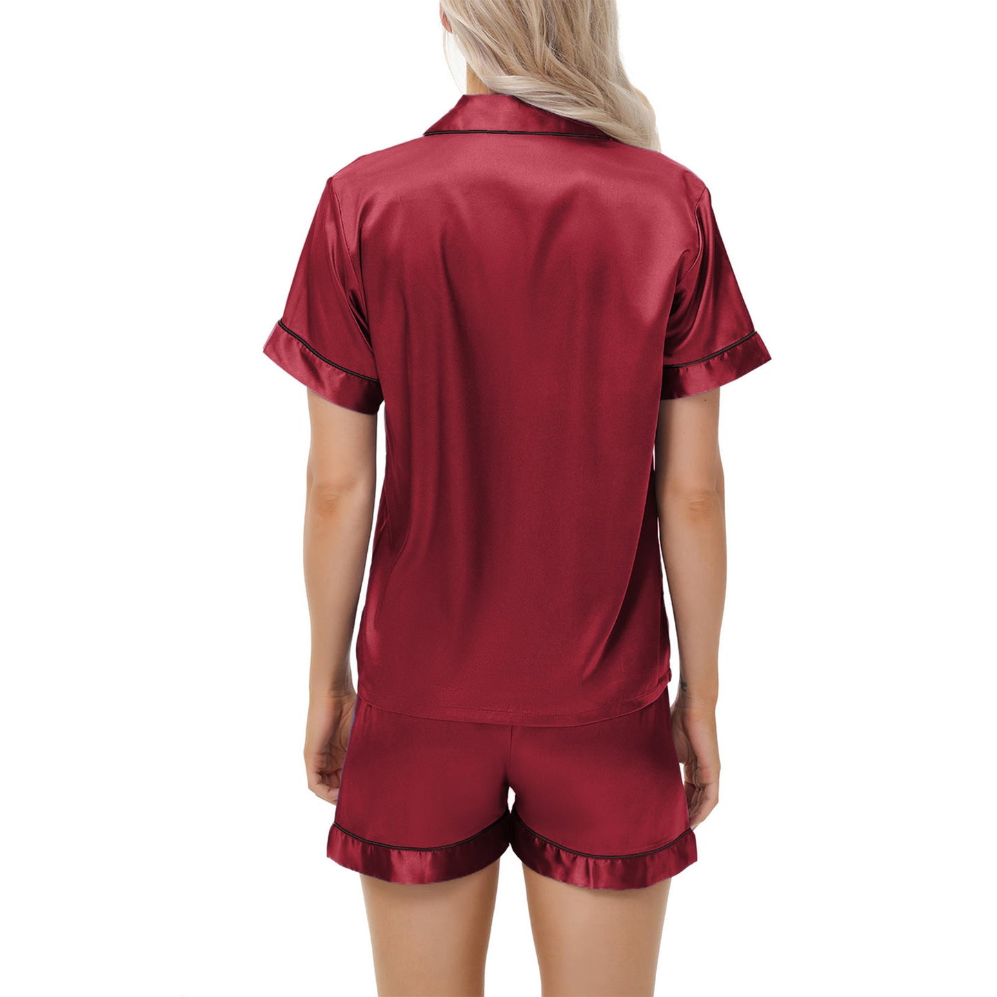 Ice Silk Women's Short Sleeve Satin Plus Size Pajamas GlamzKart