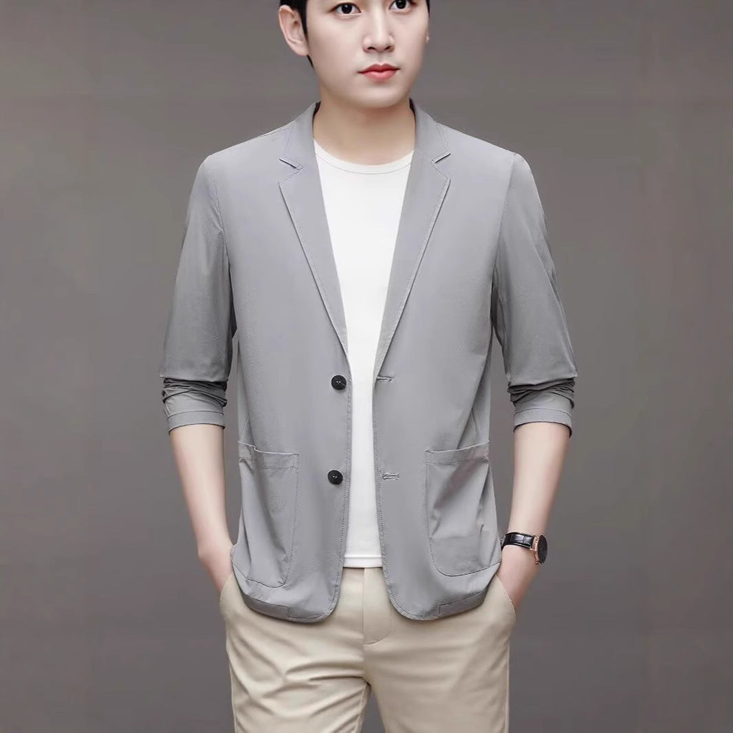 Ice Silk Men's Lightweight Casual Stretch Suit GlamzKart