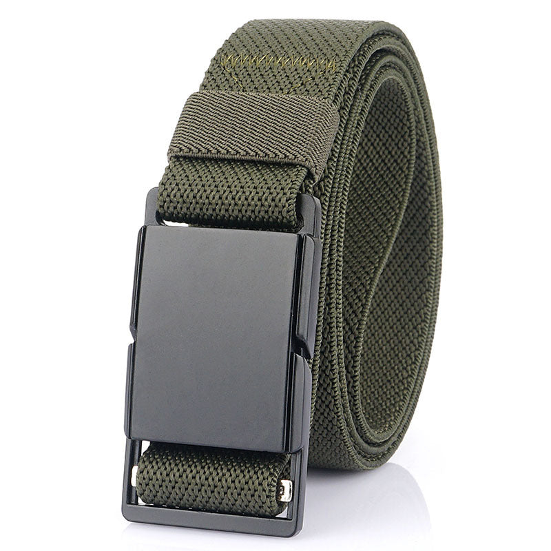 Metal Magnetic Buckle All-matching Jeans Casual Belt Army Green 125cm GlamzKart