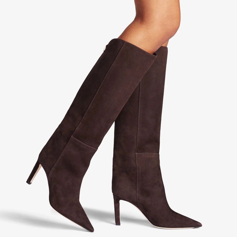 Simple European And American Style Fashion Catwalk Pointed-toe Stiletto Straight Boots GlamzKart