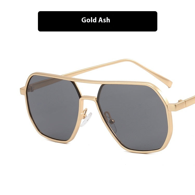 Men's Double Beam Sunglasses UV Protection As Shown In The Figure Golden Gray GlamzKart