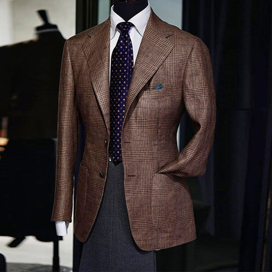 Men's Casual Slim Fit Blazer Brown GlamzKart