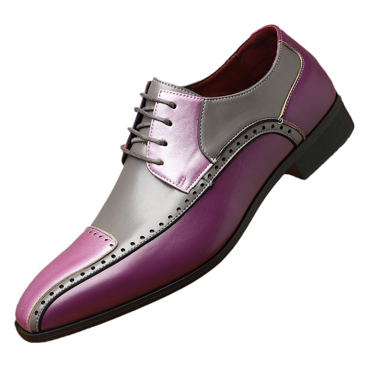 Men's Trendy Non-slip Breathable Leather Shoes Color Matching Business GlamzKart