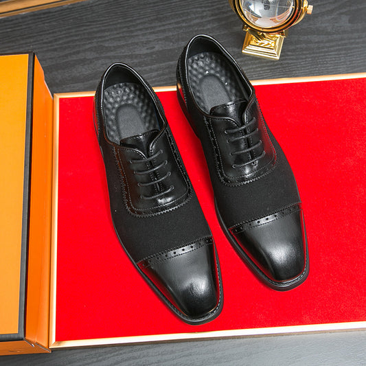 Men's Thick-soled Raised Round Toe Lace-up Business Leather Shoes GlamzKart