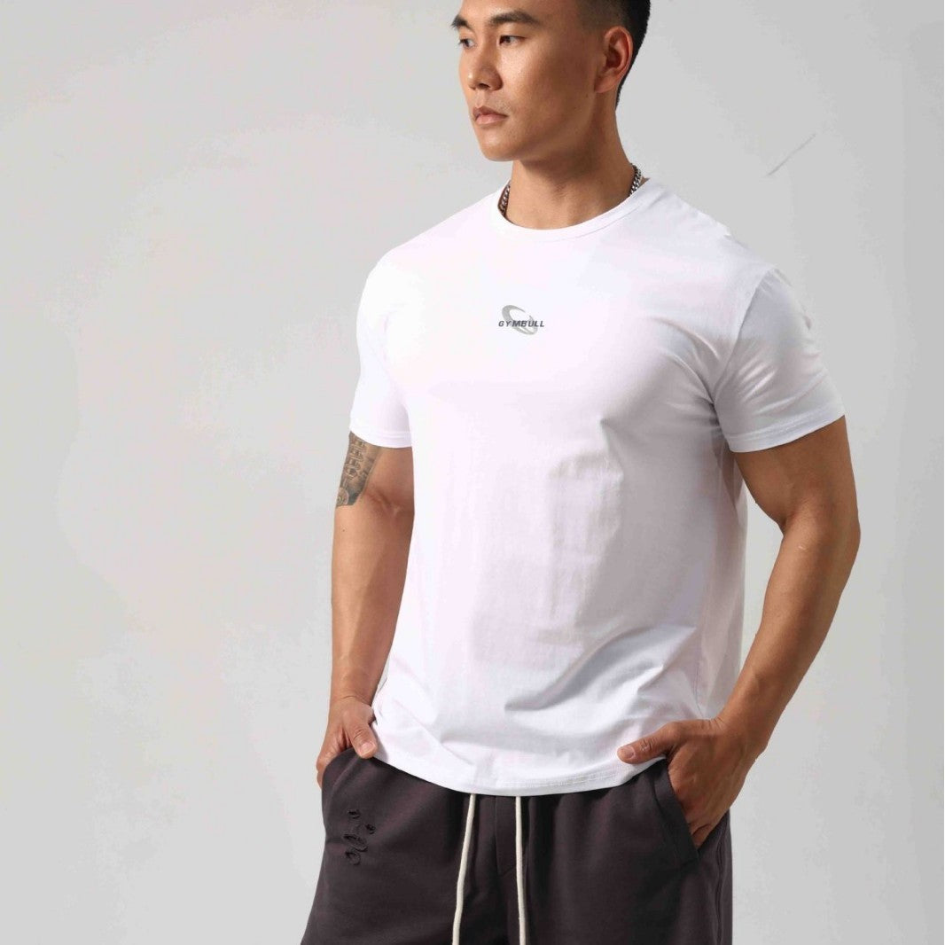 Men's Short Sleeve New Small Neckline Show Muscle Sports Fitness Short Sleeve GlamzKart