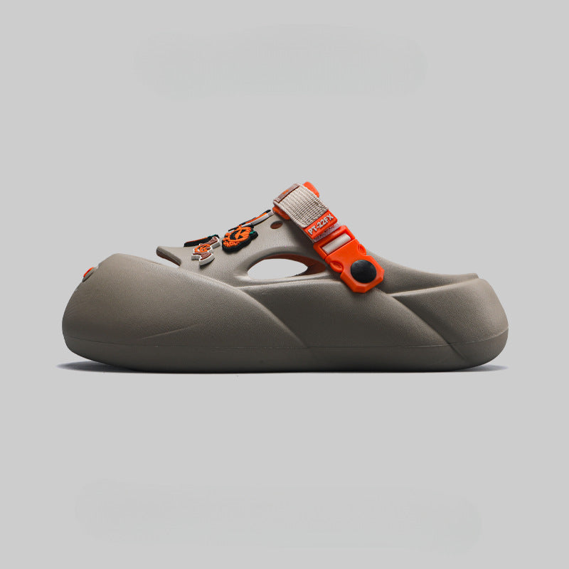Summer Funny Baotou Beach Hole Shoes Men Gray GlamzKart