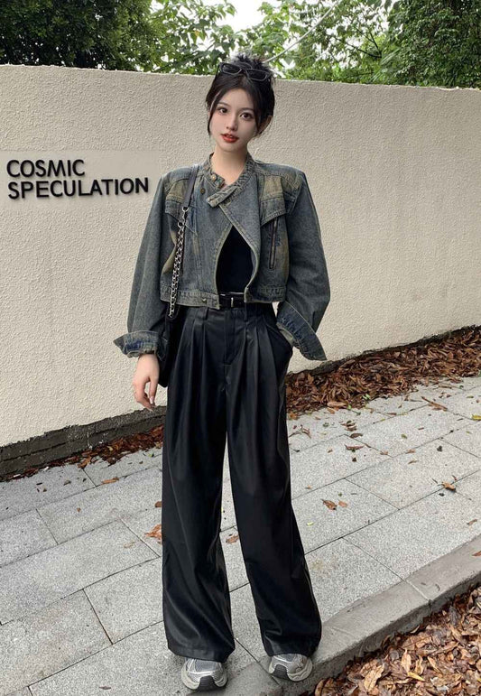 Trendy Upscale Retro Stand Collar Denim Coat