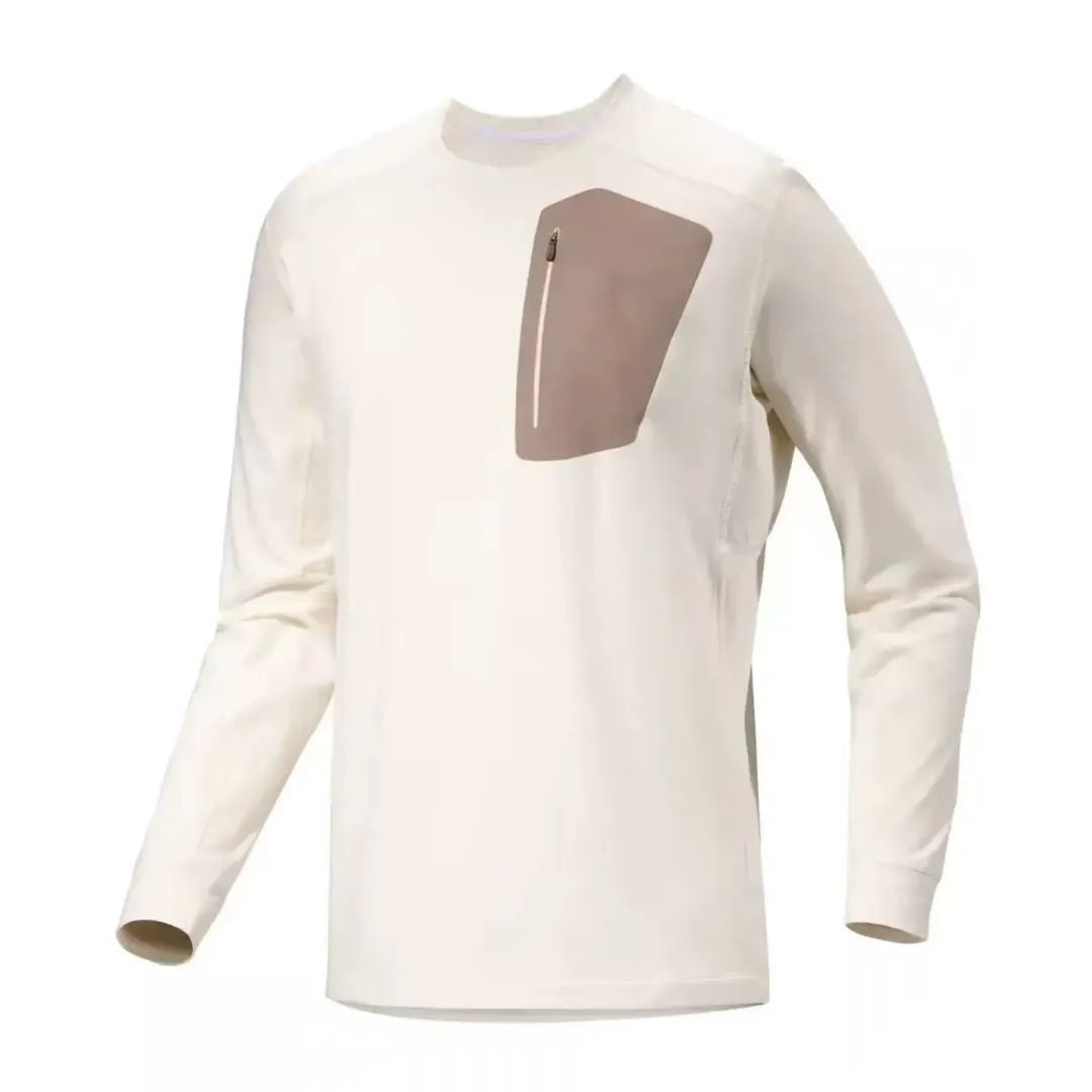 Quick-drying Long-sleeved Bottoming Shirt Round Neck T-shirt White GlamzKart