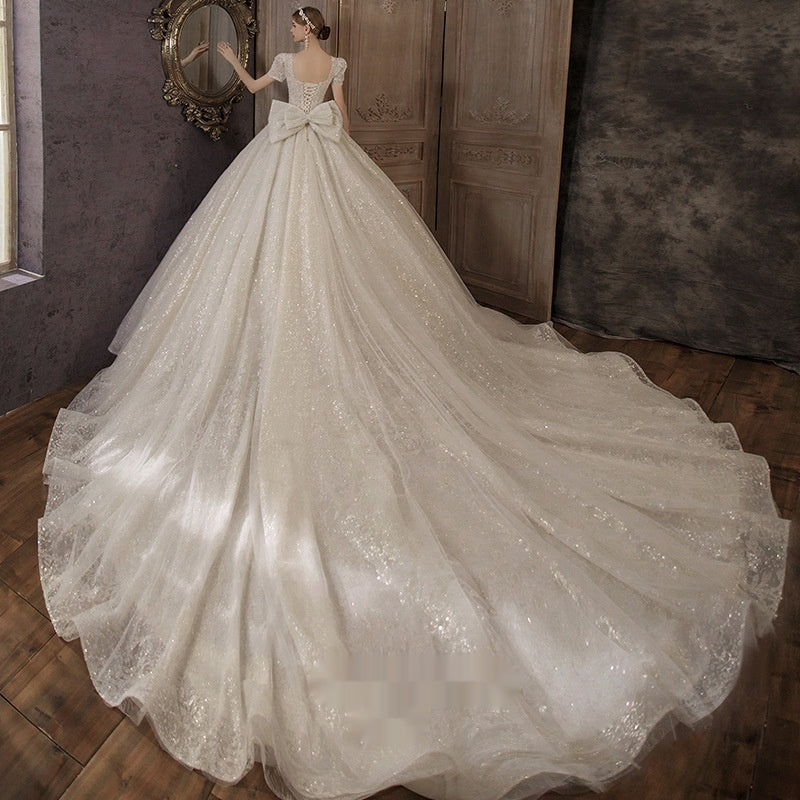 Temperament Bride Retro Super Fairy Mori Style Dream Wedding Trailing Style GlamzKart