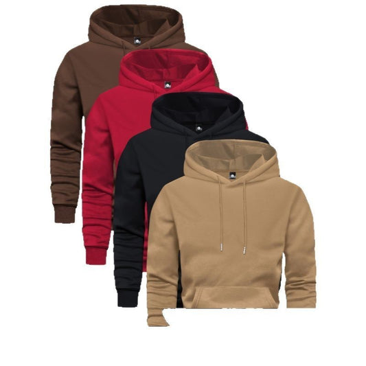 Men's Solid Color Hoodie With Pocket GlamzKart