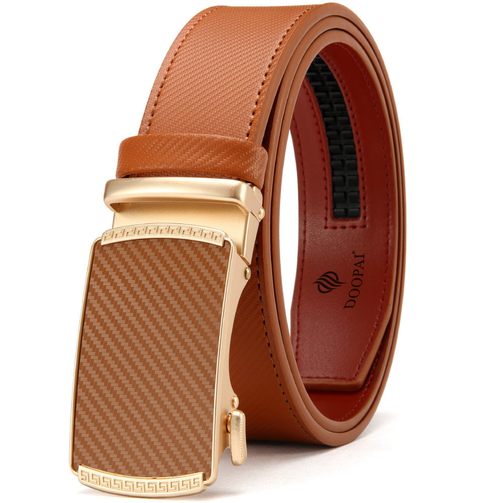 Men's Belt Hot-selling Film Alloy Automatic Buckle Leather 219 Automatic Flat Khaki GlamzKart