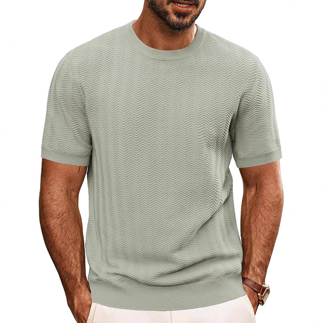 Men's Summer Hollow Breathable Sweater Solid Color T-shirt GlamzKart
