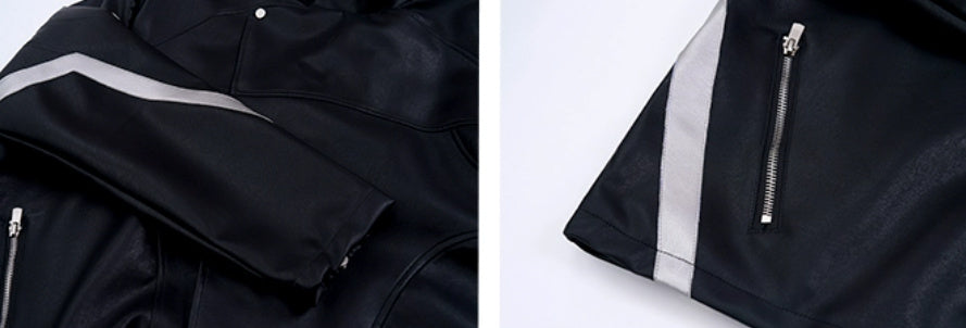 Oblique Placket Motorcycle Jacket GlamzKart