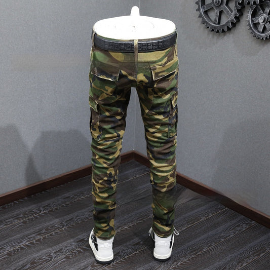Fashion Camouflage Men's Jeans Broken Holes Pants GlamzKart
