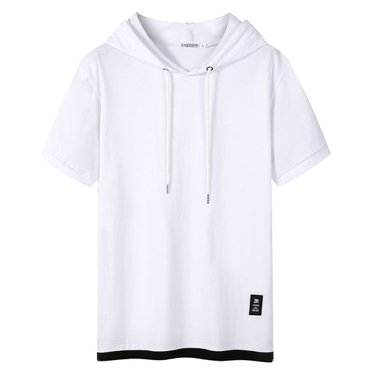 Casual Simple Men's Clothing Cotton Hooded T-shirt GlamzKart