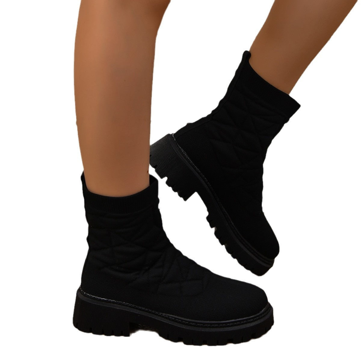Flying Woven Plus Size Thick Bottom Casual Outdoor Martin Boots GlamzKart